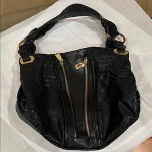 Treesje Black Hobo Bag with Gold Accents